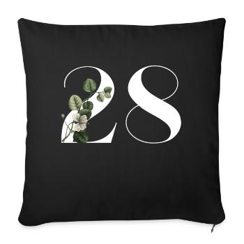 Number 28 Floral Green -28th Birthday Floral - Sofa pillowcase 17,3'' x 17,3'' (45 x 45 cm) - black - Front