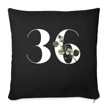 Number 36 Floral Green - 36th Floral Birthday - Sofa pillowcase 17,3'' x 17,3'' (45 x 45 cm) - black - Front