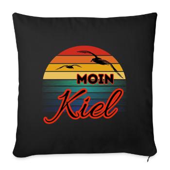 Moin Kiel with seagull in retro style - Sofa pillowcase 17,3'' x 17,3'' (45 x 45 cm) - black - Front
