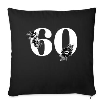 Black Floral Number 60 - 60th Floral Birthday - Sofa pillowcase 17,3'' x 17,3'' (45 x 45 cm) - black - Front