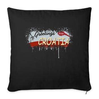 croatia hrvatska croatia hrv hr travel tourism - Sofa pillowcase 17,3'' x 17,3'' (45 x 45 cm) - black - Front