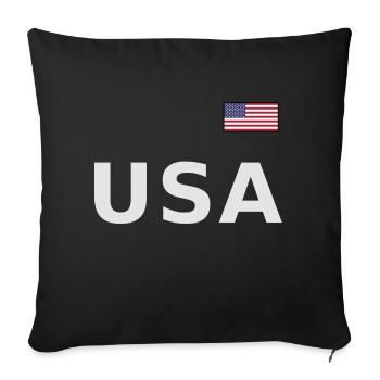 ÉQUIPE Bannière du drapeau américain des États-Unis sur la police - Housse de coussin décorative 45 x 45 cm - noir - Devant