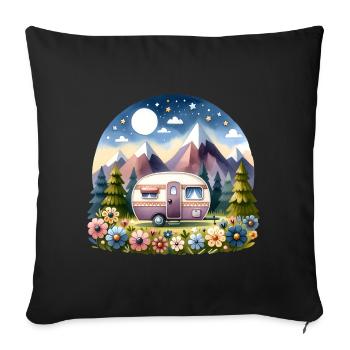 Camping Camper Caravan - Sofa pillowcase 17,3'' x 17,3'' (45 x 45 cm) - black - Front