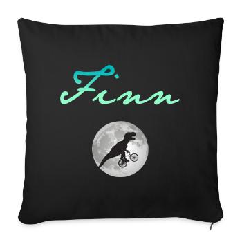FINN - Beau prénom de garçon avec dinosaure - Housse de coussin décorative 45 x 45 cm - noir - Devant