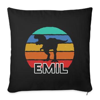 EMIL - Beautiful boy name with dinosaur - Sofa pillowcase 17,3'' x 17,3'' (45 x 45 cm) - black - Front