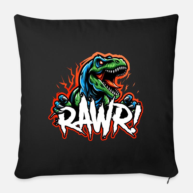 T Rex Brüllen - Sofakissenbezug 45 x 45 cm - Schwarz