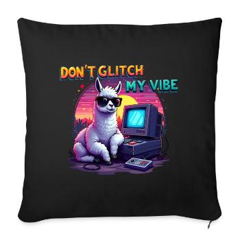 Don't Glitch my Vibe - Retro Gaming Alpaca - Sofa pillowcase 17,3'' x 17,3'' (45 x 45 cm) - black - Front