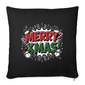 Merry Xmas Christmas Snowman Gift Snow - Sofa pillowcase 17,3'' x 17,3'' (45 x 45 cm) - black - Front