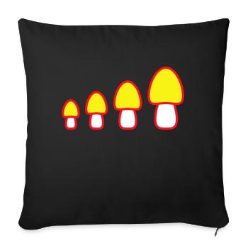 Beaucoup de champignons jaunes 4 petits grands rangs quatre champignons - Housse de coussin décorative 45 x 45 cm - noir - Devant
