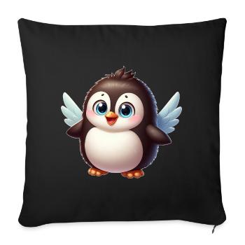 Cute Penguin Angel Cartoon Blue Eyes - Sofa pillowcase 17,3'' x 17,3'' (45 x 45 cm) - black - Front