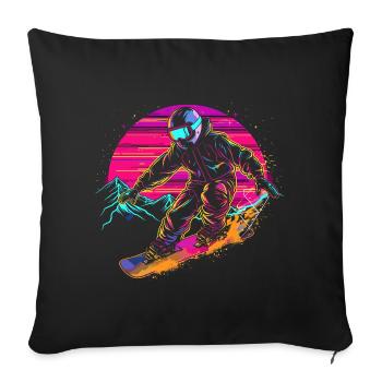 Snowboarder Vaporwave - Housse de coussin décorative 45 x 45 cm - noir - Devant