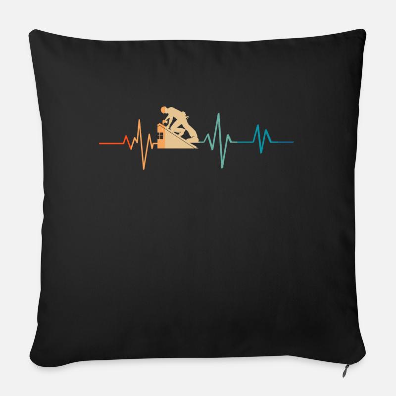 Heartbeat Retro Dachdecker - Sofakissenbezug 45 x 45 cm - Schwarz