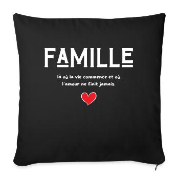 Famille là où la vie commence - cadeau famille - Housse de coussin décorative 45 x 45 cm - noir - Devant