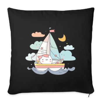 Segeln Comic Stil - Sofakissenbezug 45 x 45 cm - Schwarz - Vorne