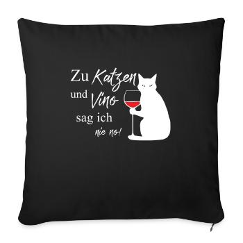 Katzen und Vino - Sofakissenbezug 45 x 45 cm - Schwarz - Vorne