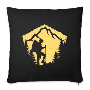 Mountain hike silhouette design - Sofa pillowcase 17,3'' x 17,3'' (45 x 45 cm) - black - Front