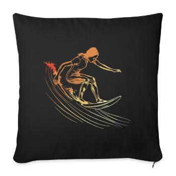 Surfing Girl Drawing - Sofa pillowcase 17,3'' x 17,3'' (45 x 45 cm) - black - Front