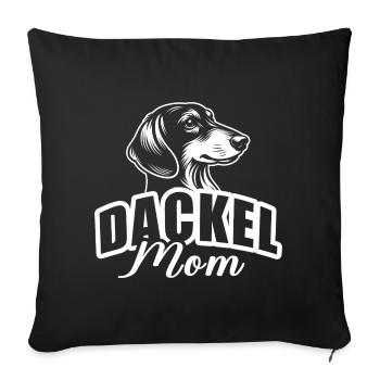 "Dachshund Mom" with dog head - Sofa pillowcase 17,3'' x 17,3'' (45 x 45 cm) - black - Front