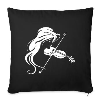 Fiddle Girl Drawing - Sofa pillowcase 17,3'' x 17,3'' (45 x 45 cm) - black - Front