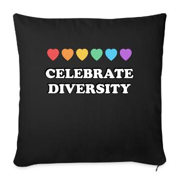 Célébrez la diversité Rainbow Hearts - Housse de coussin décorative 45 x 45 cm - noir - Devant