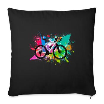 illustration,VTT,vélo de route,graffiti,coloré - Housse de coussin décorative 45 x 45 cm - noir - Devant