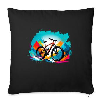 illustration,VTT,vélo de route,graffitis,montagnes - Housse de coussin décorative 45 x 45 cm - noir - Devant