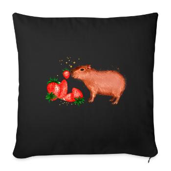 Capybara, capybara, strawberries, painting, colorful - Sofa pillowcase 17,3'' x 17,3'' (45 x 45 cm) - black - Front