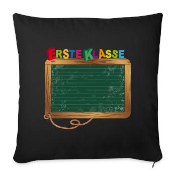 Leere Schultafel zum Beschriften für Schulanfang - Sofakissenbezug 45 x 45 cm - Schwarz - Vorne