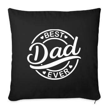 Meilleur design de badge de papa de tous les temps - Housse de coussin décorative 45 x 45 cm - noir - Devant