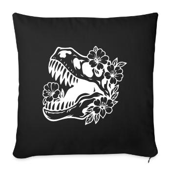 Conception de silhouette de dinosaure floral - Housse de coussin décorative 45 x 45 cm - noir - Devant