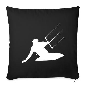 Kitesurfer Silhouette Sea Waves Adventure - Sofa pillowcase 17,3'' x 17,3'' (45 x 45 cm) - black - Front