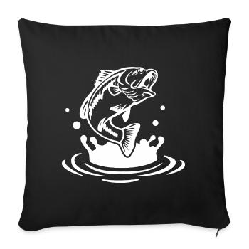 Dynamic Fish Jump Illustration - Sofa pillowcase 17,3'' x 17,3'' (45 x 45 cm) - black - Front