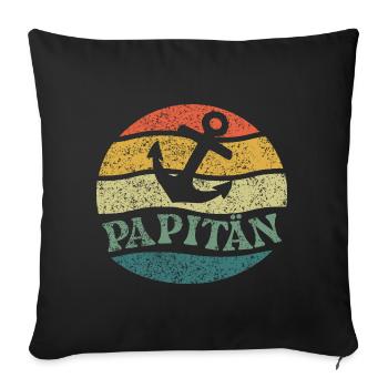 Dad Pun Captain Father's Day Papitän - Sofa pillowcase 17,3'' x 17,3'' (45 x 45 cm) - black - Front