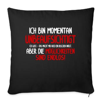 Sans surveillance – Chemise amusante pour retraité - Housse de coussin décorative 45 x 45 cm - noir - Devant