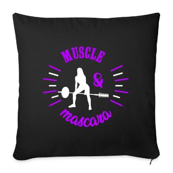 Puissance Féminine Muscle et Mascara Cadeau Femme - Housse de coussin décorative 45 x 45 cm - noir - Devant