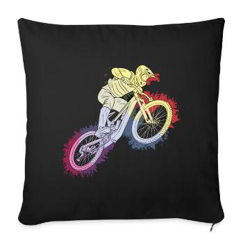 Rainbow-style mountain bike adventure - Sofa pillowcase 17,3'' x 17,3'' (45 x 45 cm) - black - Front