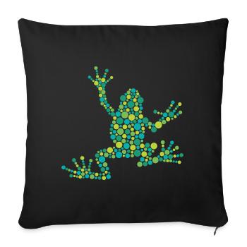 Punktfrosch aus bunten Kreisen - Sofakissenbezug 45 x 45 cm - Schwarz - Vorne