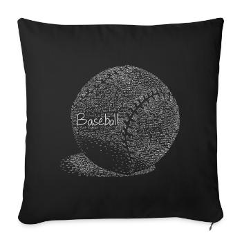 Baseball - Balle Text Design Vintage Sports Art - Housse de coussin décorative 45 x 45 cm - noir - Devant