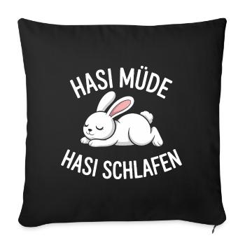 Lapin Lapin fatigué Lapin endormi - Housse de coussin décorative 45 x 45 cm - noir - Devant