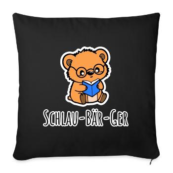 Ours intelligent, un petit ours, malin - Housse de coussin décorative 45 x 45 cm - noir - Devant
