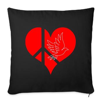 Heart Peace Dove - Sofa pillowcase 17,3'' x 17,3'' (45 x 45 cm) - black - Front