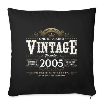 20th Birthday Vintage November Vintage 2005 - Sofa pillowcase 17,3'' x 17,3'' (45 x 45 cm) - black - Front