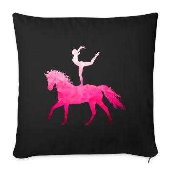 Acrobatie de saut Cheval d’équitation rose - Housse de coussin décorative 45 x 45 cm - noir - Devant