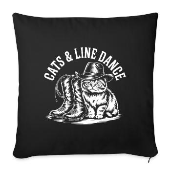 Illustration de la danse en ligne des Cowboys Cats - Housse de coussin décorative 45 x 45 cm - noir - Devant