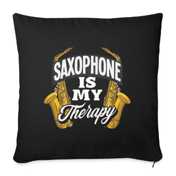Le saxophone est mon saxophoniste drôle de thérapie - Housse de coussin décorative 45 x 45 cm - noir - Devant