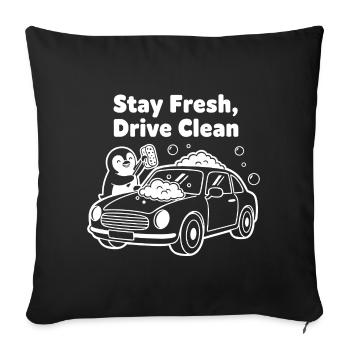 Frisch Waschen Auto Motiv - Sofakissenbezug 45 x 45 cm - Schwarz - Vorne