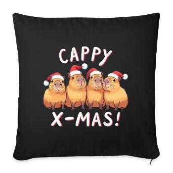 Cappy X-Mas Funny Capybara Christmas - Sofa pillowcase 17,3'' x 17,3'' (45 x 45 cm) - black - Front