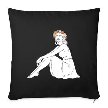 Rose – Line Art Summer Motif - Sofa pillowcase 17,3'' x 17,3'' (45 x 45 cm) - black - Front
