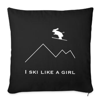 I ski like a girl - Housse de coussin décorative 45 x 45 cm - noir - Devant