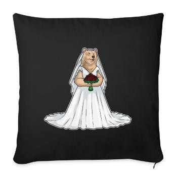 Mariage des Roses Nuptiales Ourses - Housse de coussin décorative 45 x 45 cm - noir - Devant